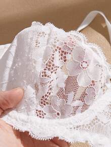 Lullawish Bộ đồ lót nữ gợi cảm phối ren gồm áo ngực và quần lót tam giác - trắng - Xem 3