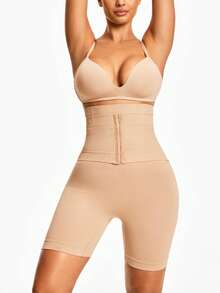 SHAPORA Women's Solid Color High Waist Slim Fit Tummy Control Shapewear Bottom - Beige - View 6