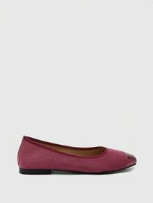 CUCCOO BIZCHIC Zapatos de mujer primavera y otoño con empalme, punta cuadrada, suela plana, zapatos de ante simples para ir al trabajo y de compras - Burdeos - Ver 9