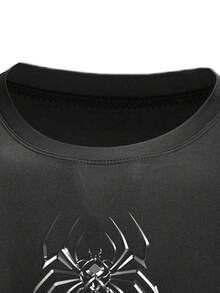 GymBeat Men's Spider Print Raglan Short Sleeve Sports T-Shirt, Gym - Black - View 6