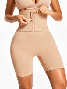 SHAPORA Women's Solid Color High Waist Slim Fit Tummy Control Shapewear Bottom - Beige - View 3