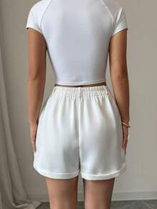 Selianne Women's Elegant Romantic Printed Shorts For Summer Commute Brunch White - Multicolor - View 2