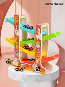 MINKOJA MINKOJA 木製 4 層坡道賽車玩具，滑行賽車軌道車組附迷你小車，蒙特梭利教育玩具，手眼協調精細動作技能發展遊戲，適合 3 歲以上男孩女孩兒童的生日節日禮物 - 彩色 - 查看 14