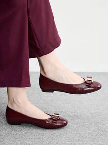 CUCCOO BIZCHIC 女款平底套腳時尚樂福鞋 春季鞋 春假復活節聖誕節適用 - 棗紅 - 查看 2