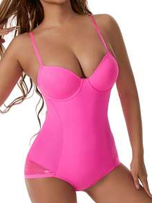 SHAPORA 1 pieza Body moldeador para mujer (con aros de soporte) - Rosa Fucsia - Ver 3