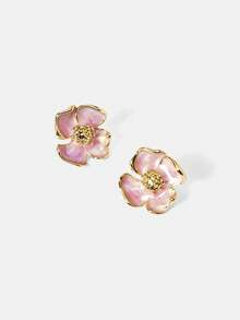 MOTF PREMIUM Pre18k Gold Plated Flower Purple Oil Drop Temperament Earrings - Purple - View 3
