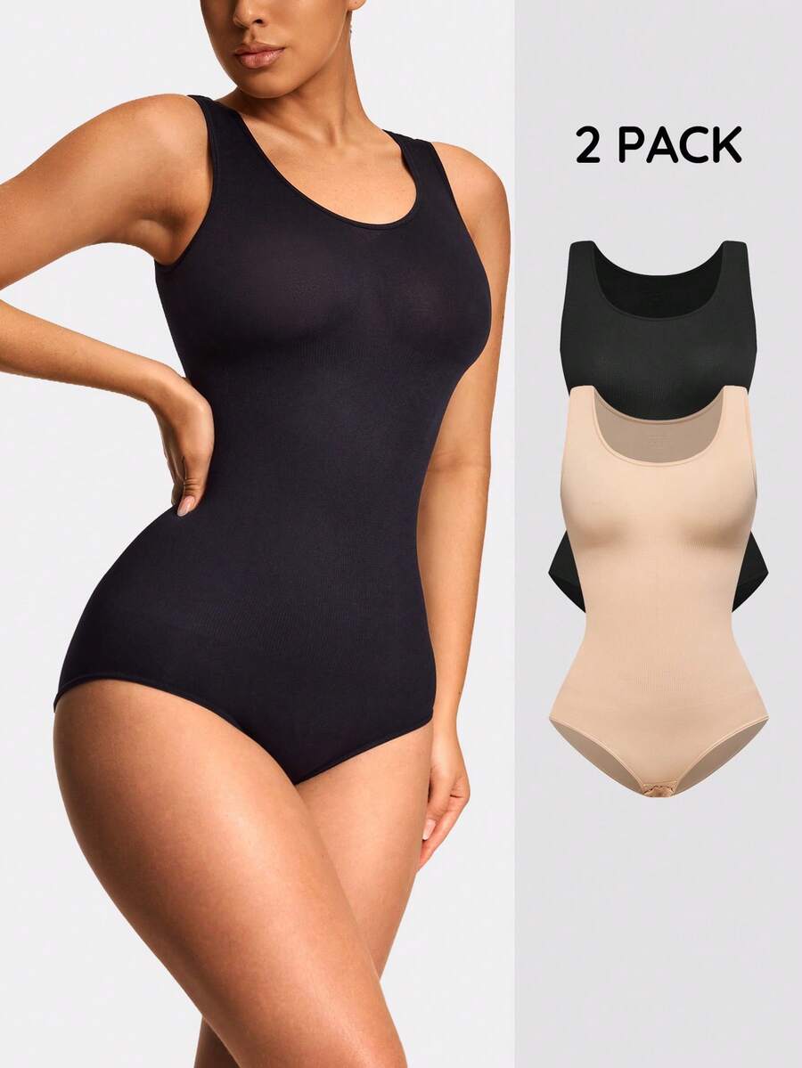 SHAPORA Set de 2 piezas de pijama informal de un solo color sin mangas - Multicolor - Ver 1