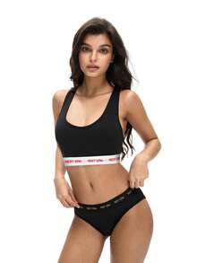EasyFave 3pcs/Set Women's Fashionable Letter Printed Bras - Multicolor - View 3