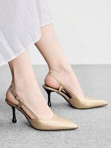 CUCCOO BIZCHIC Elegant, Simple And Generous, Fashionable And Versatile, Casual Workplace Commuter Women's Rear Empty High-Heeled Shoes - Gold, - View 4
