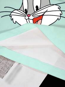 LOONEY TUNES X SHEIN Women's Casual Cartoon Print Round Neck Short Sleeve T-Shirt, Versatile For Daily Wear - White - View 5
