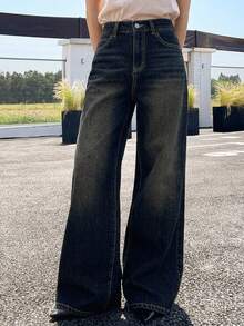 DAZY Women's Casual Distressed Wide Leg Denim Jeans - Blue - View 11