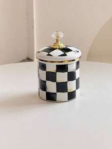 1 Set Includes 1 Black Plaid Teapot And 1 Canister. The Black Plaid Teapot Can Be Used For Brewing Coffee And Tea, While The Black Plaid Canister With Lid Is Ideal For Storing Coffee Beans And Tea Leaves. It Can Be Used As An Airtight Container, As Well As A Tabletop Decor For Holidays And Family Gatherings, Or As A Gift For Friends And Family. - Black Plaid - View 8