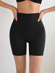 DAZY Shorts ajustados moldeadores de unicolor versátiles y casuales para mujer - Negro - Ver 7