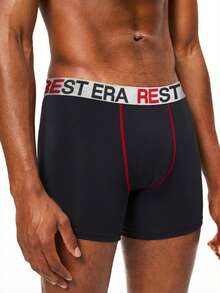 EasyFave 3pcs/Pack Men's Letter Print Casual Everyday Boxer Briefs Men Boxers Cotton Rest Era Underwear - Multicolor - View 6