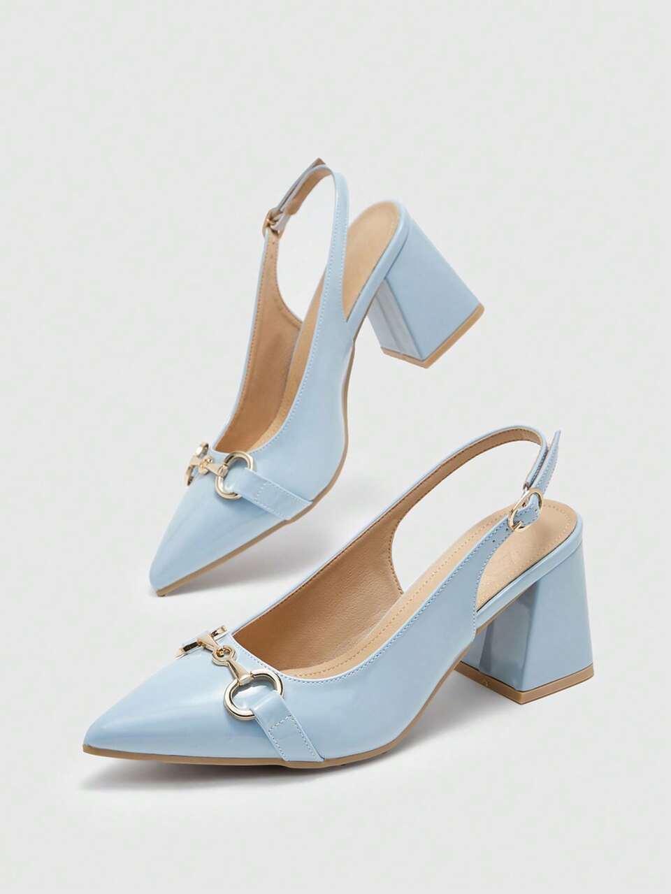 CUCCOO BIZCHIC Women's Blue Thick Heel High Heels, Classic Minimalist Design, Suitable For Work, Dating, Party, Holiday, Wedding And Other Occasions Fall Shoes