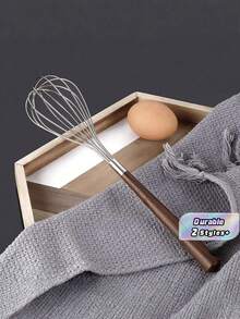 Stainless Steel Egg Whisk And Hand Mixer With Wooden Handle - Durable Metal Design, Suitable For Baking And Cooking, Perfect For Whipping And Mixing Ingredients, Manual Egg Whisk | Hand Mixer | Durable And Strong - Multicolor - View 2