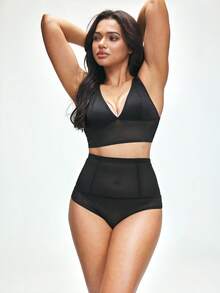 SHAPORA 1pc Women's Black Sheer Shapewear Bottom - Black - View 2