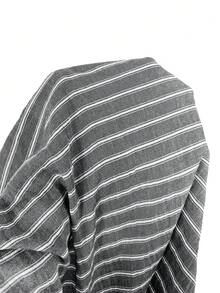 Elaquor Plus Size Women's Drawstring Waist Striped Pattern Loose Versatile Long Pants - Black - View 9