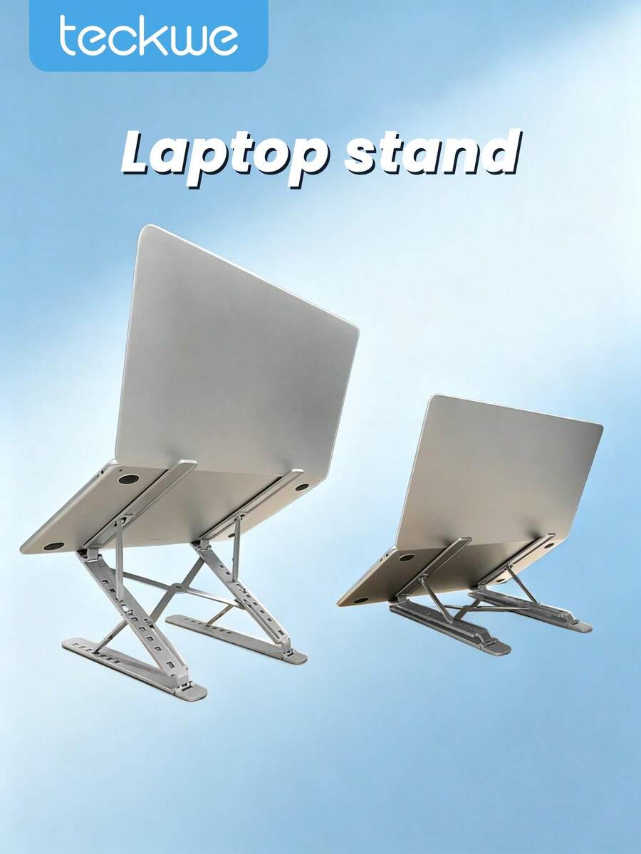 Teckwe 1 chiếc giá đỡ laptop bằng nhôm N8 N3 điều chỉnh được, gấp gọn, di động, ổn định, tản nhiệt tốt, dùng làm giá đỡ để bàn cho laptop, tương thích tiêu chuẩn laptop Apple, phù hợp môi trường làm việc trong nhà như văn phòng tại gia, phòng học và chơi game, phụ kiện trang trí, giá đỡ máy tính đa năng - Xem 1