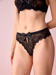 Bonmuse 3pcs/Pack Women Lace Bowknot Thong Underwear, Sexy - Multicolor - View 6