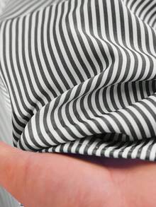 CosyJoli Plus Size Women's Casual Striped Long Sleeve Shirt, Embroidered Shirt, Button-Up Blouse Top - Black and White - View 8