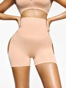 SHEIN Prenda moldeadora de unicolor de cintura alta para mujer - Beis - Ver 3