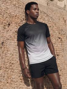 Palasendo Ombre Crew Neck Short Sleeve Men's Swim Rashguards T Shirt For Man T Shirts For Men Men T Shirts - Grey - View 7