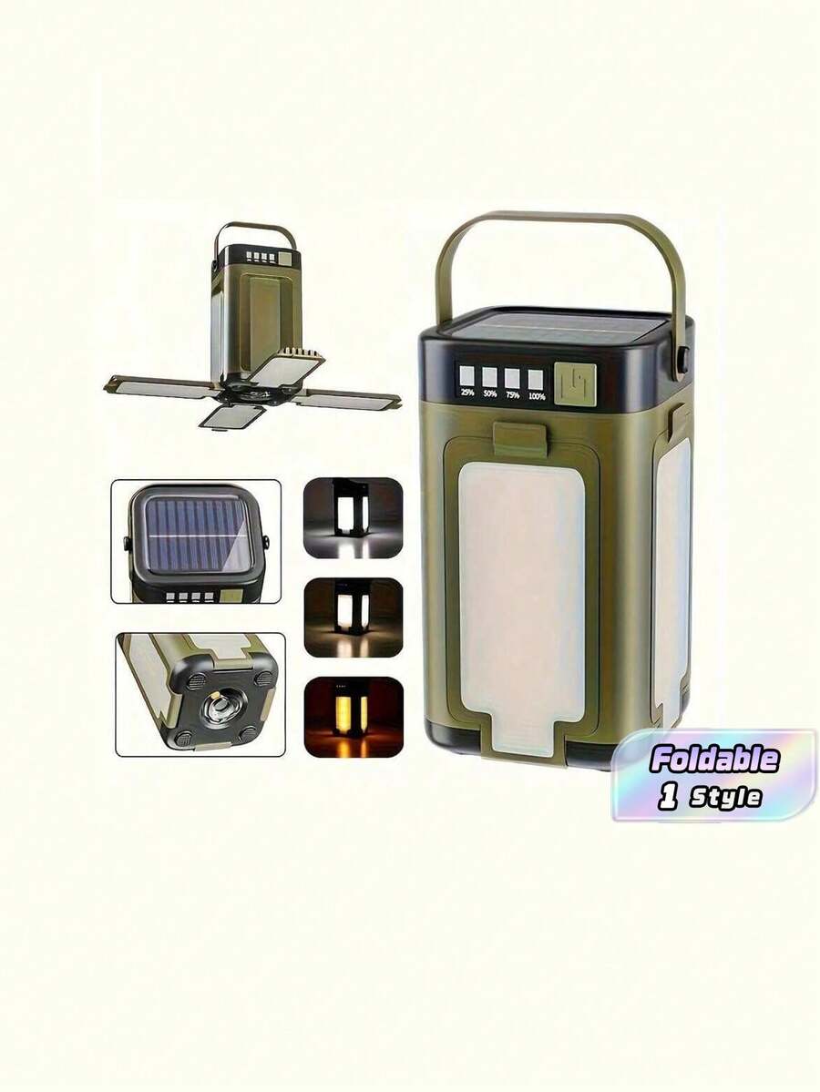 LiHangStar 1PC Portable Camping Folding Handheld Lamp, Handheld Flashlight Portable Tent Light, Solar Rechargeable Camping Light With 6 Lighting Modes, Foldable Four-Leaf Clover LED Floodlight, Suitable For Camping, Hiking, Travel, Fishing, Emergency - Folding camping light - View 1