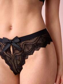 Bonmuse 3pcs/Pack Women Lace Bowknot Thong Underwear, Sexy - Multicolor - View 7