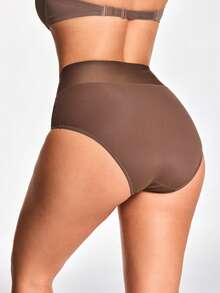 SHAPORA Braga moldeadora de cintura alta de talla grande, prenda moldeadora de Body corto, levantador de glúteos y control de cintura - Café integral - Ver 3