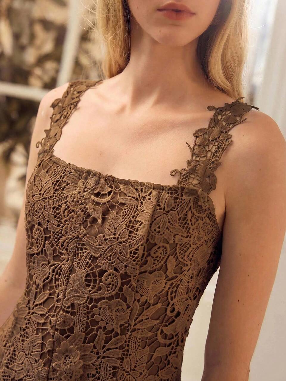SPRING/SUMMER WOMEN'S GUIPURE LACE LONG DRESS FOR DATE AND VACATION