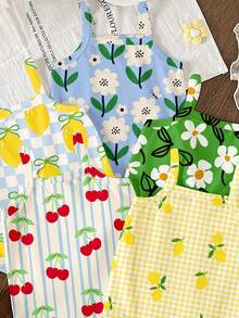 1 buah Bodysuit Bayi Baru Lahir (Acak) 1 buah Kotak Kejutan (Blind Box) Motif Garis-garis, Bunga, atau Buah yang Lucu, Romper dengan Tali Lembut, Cocok untuk Pakaian Santai dan Jalan-jalan di Musim Panas - MultiWarna - View 2