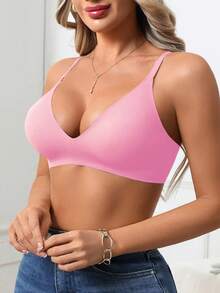 SHEIN Seamless Jelly Bra For Women - Pink - View 5