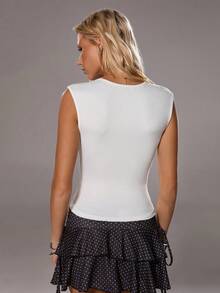 TRNVIE Casual Sexy Deep V-Neck Tank Top - White - View 2