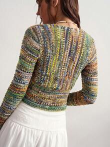 Bohemela Women's V-Neck Long Sleeve Colorblock Fashion Knit Top - Multicolor - View 9