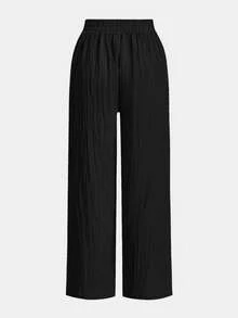 SHEIN Tall CURVE 女款大尺碼純色時尚休閒寬鬆長褲 - 彩色 - 查看 8
