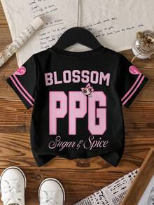 THE POWERPUFF GIRLS X SHEIN Tween Girl Round Neck Cartoon Print Sweet Fashion T-Shirt - White - View 2