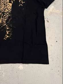 Lalippa 女款豹紋圖案T恤，黑白豹紋圓領短袖休閒復古街頭風寬鬆夏季上衣，適合夜生活 - 彩色 - 查看 3