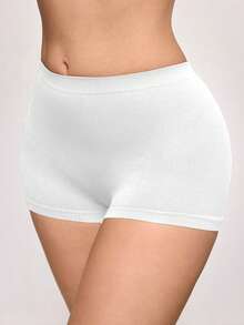 SHAPORA 1pc Women's Seamless Minimalist Solid Color Fashion Comfortable High Cost-Effective High Quality Portable Safety Shorts - White - View 5