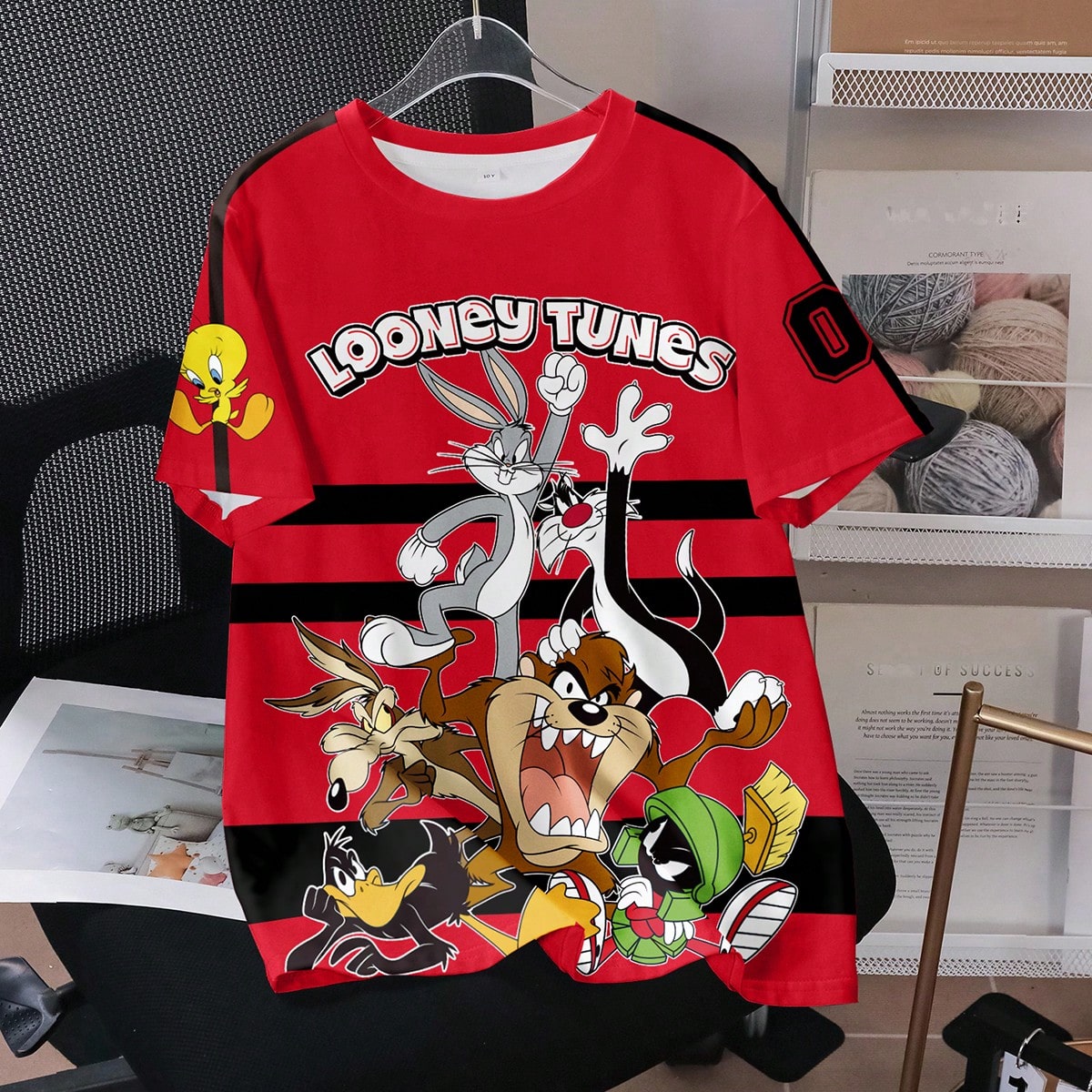 Camiseta de verano de manga corta con cuello redondo y hombros caídos con estampado de dibujos animados creativos y lindos para niños preadolescente