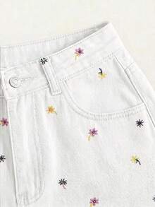 Summer Rolled-Up High-Waisted Denim Shorts - 香檳色 - 查看 3