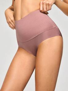 SHAPORA Women's Solid Color High Waist Shaping Briefs - Dusty Pink - View 5