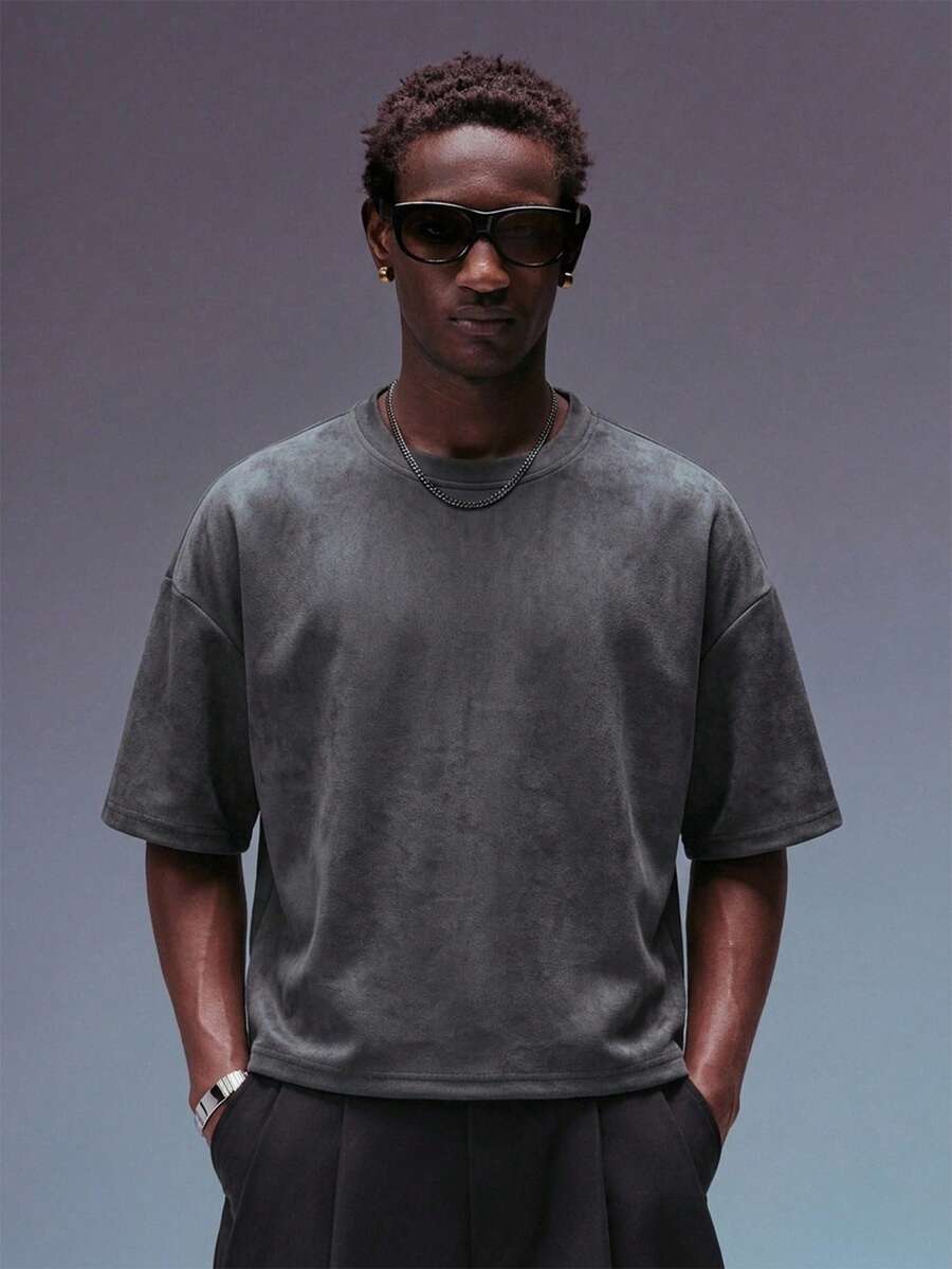 STYNVO Herren Rundhals Kurzarm Lässig Vielseitig Lockerer Schnitt T-Shirt - Dunkelgrau - Übersicht 1