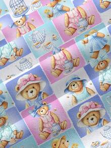 PopScrub Women's Scrub Cute Bear Print Pattern, Suitable For Children, Pet Hospital Top - Multicolor - View 3