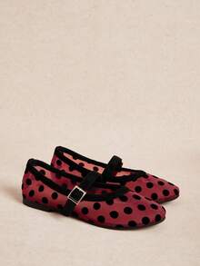 Rosivie Women's Shoes Women's Flat-Soled Shoes, Bohemian Style, Wear, Breathable Polka Dot Details, Fashionable Hollow, Buckle Design, Low Vamp Round Toe, Comfortable, Suitable For Going Out, Christmas Holiday Travel Must - burgundy wave - View 7