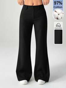 SHEIN PETITE New Style Autumn Winter Low-Waist Casual Personalized Suit Trousers - Black - View 5
