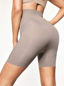 SHAPORA Pantalones moldeadores de cintura alta sólidos, elásticos y transpirables para mujer - Púrpura polvoriento - Ver 5