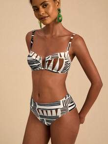 Travachic Women's Summer Beach Striped Ruched Sexy Bikini Set - Multicolor - View 5