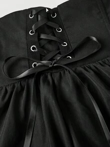 SHEIN MOD Black Fish Bone Waist Cincher Belt Skirt,Summer,Vacation,Going Out,Birthday,Country,Tea Party,Sea,Beach,Wedding,Prom - Black - View 5