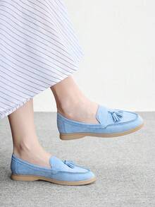 CUCCOO BIZCHIC Sepatu Flat Wanita dengan Gesper Sederhana dan Elegan, Modis, Serbaguna, untuk Santai, Kerja, dan Perjalanan. - Biru. - View 5